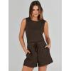 imageANRABESS Romper for Women Summer Dressy Casual 2025 Fashion Outfits Sleeveless Cute Cozy Lounge Short Jumpsuit Trendy ClothesDeep Brown