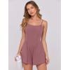 imageANRABESS Women Rompers Summer Casual Sleeveless Spaghetti Strap Jumpsuit Builtin Shorts Athletic Workout One Piece OutfitsDark Pink