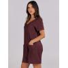 imageANRABESS Womens Summer Casual Rompers Short Sleeve V Neck Loose Fit Jumpsuit 2025 Trendy One Piece Jumps with PocketsBurgundy