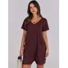 imageANRABESS Womens Summer Casual Rompers Short Sleeve V Neck Loose Fit Jumpsuit 2025 Trendy One Piece Jumps with PocketsBurgundy