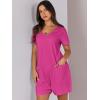 imageANRABESS Womens Summer Casual Rompers Short Sleeve V Neck Loose Fit Jumpsuit 2025 Trendy One Piece Jumps with PocketsHot Pink