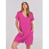 imageANRABESS Womens Summer Casual Rompers Short Sleeve V Neck Loose Fit Jumpsuit 2025 Trendy One Piece Jumps with PocketsHot Pink