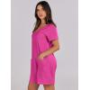 imageANRABESS Womens Summer Casual Rompers Short Sleeve V Neck Loose Fit Jumpsuit 2025 Trendy One Piece Jumps with PocketsHot Pink