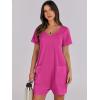 imageANRABESS Womens Summer Casual Rompers Short Sleeve V Neck Loose Fit Jumpsuit 2025 Trendy One Piece Jumps with PocketsHot Pink