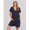 imageANRABESS Womens Summer Casual Rompers Short Sleeve V Neck Loose Fit Jumpsuit 2025 Trendy One Piece Jumps with PocketsNavy Blue