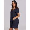 imageANRABESS Womens Summer Casual Rompers Short Sleeve V Neck Loose Fit Jumpsuit 2025 Trendy One Piece Jumps with PocketsNavy Blue