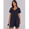 imageANRABESS Womens Summer Casual Rompers Short Sleeve V Neck Loose Fit Jumpsuit 2025 Trendy One Piece Jumps with PocketsNavy Blue