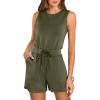 imageANRABESS Romper for Women Summer Dressy Casual 2025 Fashion Outfits Sleeveless Cute Cozy Lounge Short Jumpsuit Trendy ClothesArmy Green