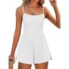 imageANRABESS Women Rompers Summer Casual Sleeveless Spaghetti Strap Jumpsuit Builtin Shorts Athletic Workout One Piece OutfitsWhite