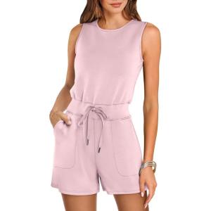 imageANRABESS Romper for Women Summer Dressy Casual 2025 Fashion Outfits Sleeveless Cute Cozy Lounge Short Jumpsuit Trendy ClothesPink