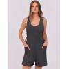 imageANRABESS Womens Summer Casual Sleeveless Rompers Short Overalls Loose Back Adjustable Jumpsuit Pockets 2025 Vacation OutfitsDeep Grey