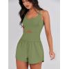 imageCaracilia Womens Workout Athletic Romper Summer Sets Short Jumpsuits Onesie Running Outfits Exercise Gym 2025 Trendy ClothesArmy Green