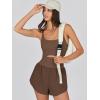 imageCaracilia Womens Workout Athletic Romper Summer Sets Short Jumpsuits Onesie Running Outfits Exercise Gym 2025 Trendy ClothesCoffee