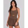 imageCaracilia Womens Workout Athletic Romper Summer Sets Short Jumpsuits Onesie Running Outfits Exercise Gym 2025 Trendy ClothesCoffee