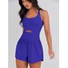imageCaracilia Womens Workout Athletic Romper Summer Sets Short Jumpsuits Onesie Running Outfits Exercise Gym 2025 Trendy ClothesDark Blue