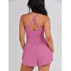 imageCaracilia Womens Workout Athletic Romper Summer Sets Short Jumpsuits Onesie Running Outfits Exercise Gym 2025 Trendy ClothesDeep Pink