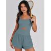 imageCaracilia Womens Workout Athletic Romper Summer Sets Short Jumpsuits Onesie Running Outfits Exercise Gym 2025 Trendy ClothesGrayblue