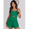 imageCaracilia Womens Workout Athletic Romper Summer Sets Short Jumpsuits Onesie Running Outfits Exercise Gym 2025 Trendy ClothesGreen