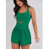 imageCaracilia Womens Workout Athletic Romper Summer Sets Short Jumpsuits Onesie Running Outfits Exercise Gym 2025 Trendy ClothesGreen