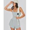 imageCaracilia Womens Workout Athletic Romper Summer Sets Short Jumpsuits Onesie Running Outfits Exercise Gym 2025 Trendy ClothesLight Green