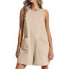 imageANRABESS Womens Romper Casual Loose Sleeveless 2025 Summer One Piece Outfit Crewneck Short Jumpsuit Overall Outfits ampamp PocketsApricot