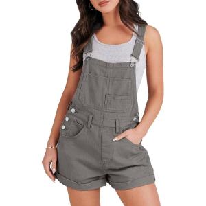 imageANRABESS Overalls for Women Denim Shorts Overalls 2025 Summer Casual Loose Fit Adjustable Rompers Jean jumpsuit Bib ShortallsDeep Gray
