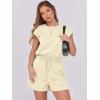 imageANRABESS Rompers for Women Summer 2025 Casual Cap Sleeve Crewneck Drawstring One Piece Jumpsuit Outfits with PocketsBeige