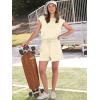imageANRABESS Rompers for Women Summer 2025 Casual Cap Sleeve Crewneck Drawstring One Piece Jumpsuit Outfits with PocketsBeige