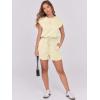 imageANRABESS Rompers for Women Summer 2025 Casual Cap Sleeve Crewneck Drawstring One Piece Jumpsuit Outfits with PocketsBeige