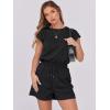imageANRABESS Rompers for Women Summer 2025 Casual Cap Sleeve Crewneck Drawstring One Piece Jumpsuit Outfits with PocketsBlack
