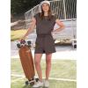 imageANRABESS Rompers for Women Summer 2025 Casual Cap Sleeve Crewneck Drawstring One Piece Jumpsuit Outfits with PocketsBrown