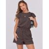 imageANRABESS Rompers for Women Summer 2025 Casual Cap Sleeve Crewneck Drawstring One Piece Jumpsuit Outfits with PocketsBrown