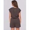imageANRABESS Rompers for Women Summer 2025 Casual Cap Sleeve Crewneck Drawstring One Piece Jumpsuit Outfits with PocketsBrown