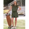 imageANRABESS Rompers for Women Summer 2025 Casual Cap Sleeve Crewneck Drawstring One Piece Jumpsuit Outfits with PocketsDark Green