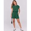 imageANRABESS Rompers for Women Summer 2025 Casual Cap Sleeve Crewneck Drawstring One Piece Jumpsuit Outfits with PocketsDeep Green