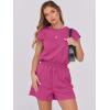 imageANRABESS Rompers for Women Summer 2025 Casual Cap Sleeve Crewneck Drawstring One Piece Jumpsuit Outfits with PocketsHot Pink