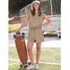imageANRABESS Rompers for Women Summer 2025 Casual Cap Sleeve Crewneck Drawstring One Piece Jumpsuit Outfits with PocketsKhaiki