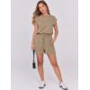 imageANRABESS Rompers for Women Summer 2025 Casual Cap Sleeve Crewneck Drawstring One Piece Jumpsuit Outfits with PocketsKhaiki