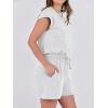 imageANRABESS Rompers for Women Summer 2025 Casual Cap Sleeve Crewneck Drawstring One Piece Jumpsuit Outfits with PocketsLight Grey