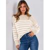 imageANRABESS Women Fall Fashion Sweaters Striped Long Sleeve Crewneck Loose Fit Cozy Knit Trendy Pullover Sweater TopsBeige White Stripe