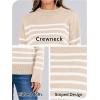 imageANRABESS Women Fall Fashion Sweaters Striped Long Sleeve Crewneck Loose Fit Cozy Knit Trendy Pullover Sweater TopsBeige White Stripe