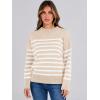imageANRABESS Women Fall Fashion Sweaters Striped Long Sleeve Crewneck Loose Fit Cozy Knit Trendy Pullover Sweater TopsBeige White Stripe