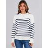 imageANRABESS Women Fall Fashion Sweaters Striped Long Sleeve Crewneck Loose Fit Cozy Knit Trendy Pullover Sweater TopsWhite Navy Blue