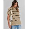 imageANRABESS Womens Oversized Short Batwing Sleeve Sweater Mock Neck Casual 2024 Summer Fall Knit Sleeveless Pullover Vest TopsApricot Black Stripe