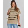 imageANRABESS Womens Oversized Short Batwing Sleeve Sweater Mock Neck Casual 2024 Summer Fall Knit Sleeveless Pullover Vest TopsApricot Black Stripe