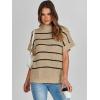 imageANRABESS Womens Oversized Short Batwing Sleeve Sweater Mock Neck Casual 2024 Summer Fall Knit Sleeveless Pullover Vest TopsApricot Black Stripe