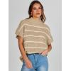 imageANRABESS Womens Oversized Short Batwing Sleeve Sweater Mock Neck Casual 2024 Summer Fall Knit Sleeveless Pullover Vest TopsApricot White Stripe