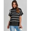 imageANRABESS Womens Oversized Short Batwing Sleeve Sweater Mock Neck Casual 2024 Summer Fall Knit Sleeveless Pullover Vest TopsBlack White Stripe
