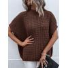 imageANRABESS Womens Oversized Short Batwing Sleeve Sweater Mock Neck Casual 2024 Summer Fall Knit Sleeveless Pullover Vest TopsBrown