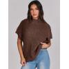 imageANRABESS Womens Oversized Short Batwing Sleeve Sweater Mock Neck Casual 2024 Summer Fall Knit Sleeveless Pullover Vest TopsBrown
